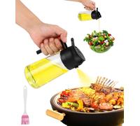 Toaren Spruzzatore 2 in 1,Spray Olio Cucina,470 ml Dispenser per Olio e Aceto,Spruzzatore Dispenser per Olio 2 in 1,Bottiglia Spray per Olio in Vetro con Pennello per Domestico,Grigliate,Cucina(Nero)