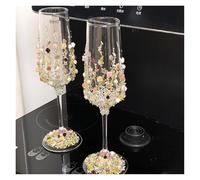 Toast Glasses Wedding Pair Goblet Champagne Handmade Material Packs Engagement(Star Falling Cup - T)