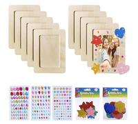 TOATELU 10 pezzi set di cornici per foto fai da te in legno con strass autoadesivi, adesivi a forma di stella e d'amore per bambini da decorare