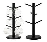 TOATELU 2 portabicchieri in piedi: nero, 6 artigli, a forma di albero, portabicchieri per il bancone, efficiente scolapiatti in legno, per cucina e ufficio
