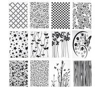 TOATELU Confezione da 12 cartelline per goffratura, cartine in plastica, cartine per goffratura, cartine trasparenti, per la creazione di biglietti, album fotografici, scrapbooking, decorazione (erba