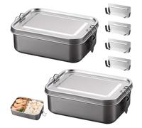 TOATELU Contenitore per il pane con scomparti: 2 pezzi, Contenitore per il pranzo in acciaio inox 304, Contenitore per il pranzo a prova di perdite, Contenitore per il pane con anello di tenuta
