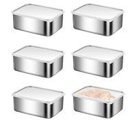 TOATELU Contenitore salvafreschezza in acciaio inox con coperchio: 6 pezzi contenitore per il pane in acciaio inox con coperchio da 500 ml, contenitore per congelatore, contenitore per alimenti,
