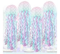 TOATELU Lanterne di Carta Meduse: 4 Pezzi 25cm/10inch Lanterne di Carta Colori da Appendere a Sirena, Decorazioni per Feste di Compleanno Sotto il Mare, Decorazioni per Feste di Mare