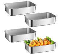 TOATELU Set di 4 Stampi per PaneTeglia Forno 4 * 201 Teglia Forno Rettangolare in Acciaio Inox di Alta Qualità e Sano, Lavabili in Lavastoviglie, Stampo Plumcake per Pane e Tostapane