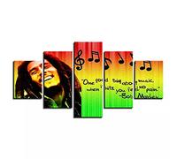 Toaueng Poster E Stampe 5 Pezzi Di Tela Bob Marley Cantante 150×80Cm Con Cornice 5 Quadri Su Tela Wall Art Cinque Parti Pannello Dipinto Murale Hd Poster Modern Modular Picture