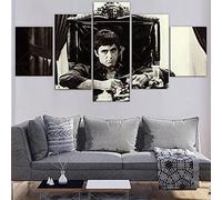 Toaueng Poster E Stampe 5 Pezzi Di Tela Scarface Tony Montana Gangster 150×80Cm Con Cornice 5 Quadri Su Tela Wall Art Cinque Parti Pannello Dipinto Murale Hd Poster Modern Modular Picture