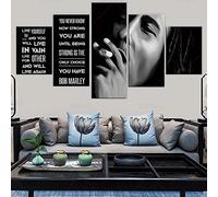Toaueng Poster & Stampe 5 Pezzi Tela Bob Marley Three Little Birds Song 150 × 80 Cm Con Cornice 5 Tela Art Wall Art Cinque Parti Pannello Pittura Murale Hd Poster Moderno Modular Picture