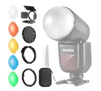 TOAZOE TR-09 - Kit di accessori magnetici per flash Speedlite Godox V1/V100/AD100/AD200 a testa rotonda, kit diffusore flash include diffusore a cupola, pannello diffusore, Barndoor, griglia a nido