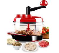 Tobaling Tritatutto Manuale per Carne Frutta Piccolo Frullatore Multifunzione a Mano con 4 Lame di Miscelatore y 3 velocità di Funzionamento, 2L