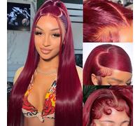 tobasew Parrucche frontali in pizzo bordeaux HD 13x6 capelli umani parrucche frontali in pizzo rosso parrucche per capelli umani Pre pizzicate parrucche dritte senza colla per capelli umani Pre