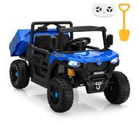 TOBBI Autocarro con cassone ribaltabile con scarico elettrico, 12 V, con telecomando, auto per bambini per guidare ruote elettriche a batteria, giocattoli per bambini dai 3 agli 8 anni con lettore