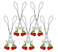 TOBBOMEY 10 Pezzi Catena Cellulare con Ciondoli Ciliegia e Fiocco Decorazioni Moda Handmade per Telefono Accessorio Elegante per Donna da Appendere e Personalizzare