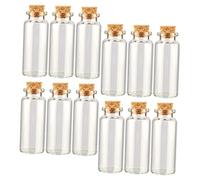 TOBBOMEY 12 pezzi Bottiglie in Vetro Piccole con Tappi Sughero Flaconi Mini per Pozioni Decorazioni DIY e Barattoli Vetro Trasparente Resistente per Artigianato e Regali