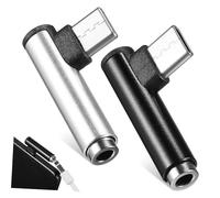 TOBBOMEY 2 pezzi Adattatore Audio Type-c Jack Angolo Retto Converter Mini Leggero e Durevole per Cuffie Smartphone Plug Play Facile da Usare