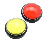 TOBBOMEY 2 pezzi Buzzer Elettronico Risponditore Gioco con Pulsante LED Luce senza Batteria con Doppio Interruttore Pedale Rosso e Giallo per Quiz e Attività Didattiche Colore Casuale