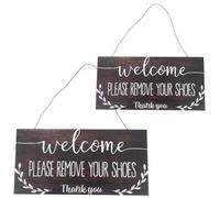 TOBBOMEY 2 Pezzi Cartello in Legno con Scritta Please Remove Your Shoes per Porta d Ingresso Decorazione da Parete per Casa Ufficio e Spa