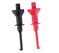 TOBBOMEY 2 pezzi Clip di Test Gancio per Multimetro Rosso e Nero Morsetto per Componenti Elettronici e Riparazioni di Circuiti Miniaturizzati