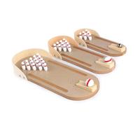 TOBBOMEY 2 set Gioco da Tavolo Bowling e Basket in Legno Set Mini Interattivo per Adulti Gioco da Lancio Palline in Legno per Scuola e Ufficio Giocattolo Antistress Desktop