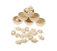 TOBBOMEY 20 pezzi Ghiande in Legno Non Trattato con Ciotole in Legno Kit di Classificazione e Resistente e Sicuro per Attività Fai da Te e Gioco Educativo