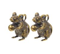 TOBBOMEY 2pezzi Ciondoli Forma Di Topo Ottone Per Decorazioni e Creazioni Fai Te Delicati Ornamenti Della Zodiaco Cinese Miniature Adorabili Per Portachiavi e Oggetti Da Scrivania