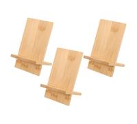 TOBBOMEY 3 pezzi Supporto in Legno per Cellulare e Tablet Porta Smartphone da Tavolo Stabile con Angolo Inclinato Ergonomico Organizer Portatile per Ufficio e Cucina