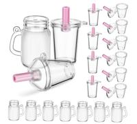 TOBBOMEY 30 Mini Tazze in Plastica per Casa delle Bambole Stili Inclusi Mini Bicchieri per Caffè e Tè Giocattoli Alimentari in Miniatura per Accessori Compatti e