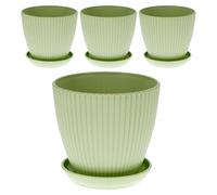 TOBBOMEY 4 pezzi Vasi in Resina per Piante Succulente con Sottovaso Integrato Vasi Piccoli per Fiori da Interno Drenaggio Efficiente e Design Moderno per Balcone e Giardino