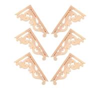 TOBBOMEY 6 Pezzi Applique Legno Intagliato per Mobili Decorazione Angolare Europea per Porte di Armadi Rifinitura Decorativa Legno per Progetti Diy Design Adattabile e Facile Installazione
