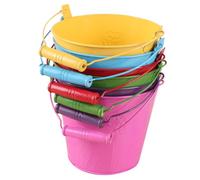 TOBBOMEY 6 Secchielli Giocattolo per Spiaggia in Ferro Contenitori Leggeri e Resistenti per Sabbia e Manico in Legno Gioco per Bambine Colori Casuali Colore Casuale