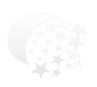 TOBBOMEY Adesivi Murali Specchio Acrilico 3D Mese e Stelle Argento Autoadesivi per Pareti Cameretta Soggiorno Decorazione Fai da Te Copertura Difetti