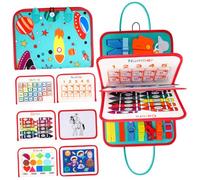 TOBBOMEY Busy Board per Blu Educativo Sensoriale con e Allacciature Attività Montessori per Ragazzo Portatile per Viaggio e Apprendimento Autonomo