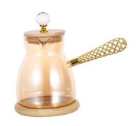 TOBBOMEY Caffettiera Turca in Vetro Borosilicato con Manico Laterale Termoresistente Bricco per Caffè e Tè Greco Scalda Cioccolata e Burro per Casa e Bar Capacità Ampia per Uso Manuale