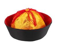 TOBBOMEY Cappello Mandarino Cinese con Treccia Tradizionale per Copricapo Hanfu Orientale Nero per Spettacoli Teatrali e Danza Berretto Storico Cinese per Costume Cosplay