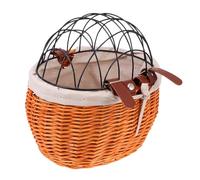 TOBBOMEY Cestino Bicicletta in Rattan Intrecciato Resistente con Supporto in Ferro per Animali Domestici e Uso Quotidiano e Durevole Adatto per Gatti e Cani Colore Casuale