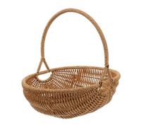 TOBBOMEY Cestino in Rattan Imitazione Leggero e Resistente per Frutta Verdura e Fiori Portatile per Raccolta e Shopping Eleganza Naturale per Cucina e Giardino Colore Marrone