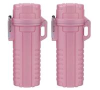 TOBBOMEY Custodia Protettiva per Accendino da Esterno 2 Pezzi Porta Accendino Leggero in Plastica Resistente AI Graffi Contenitore Sigillato da Campeggio e Escursionismo Colore Oro Rosa