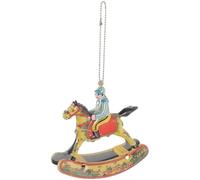 TOBBOMEY Decorazione Cavallo Dondolo in Ferro Vintage Ornamentazione Casa Natalizia e Accessorio Collezione Artigianato Dettagliato per Arredo Interno e Regalo Originale