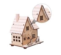 TOBBOMEY Decorazione Natalizia Casetta in Legno Luminosa LED da Tavolo Villaggio Natale con Design Caldo e Romantico per Festiva e Foto Familiari