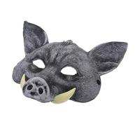 TOBBOMEY Maschera Cinghiale Halloween in PU Nero Maschera Animale Cosplay per Feste Carnevale e Mascherate Accessorio Spaventoso per Adulti e Party