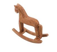 TOBBOMEY Mini Cavallo a Dondolo in Legno Intagliato Non Verniciato Decorazione da Tavolo e Camera da Letto Ornamento Fai da Te per Arredamento Vintage e Moderno Centrotavola Creativo