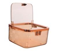 TOBBOMEY Mini Trash Bin With Push Top Lid Plastic Tabletop Wastebasket With Elegant Grid Design For Office Kitchen Vanity Small Spaces