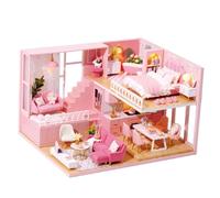 TOBBOMEY Miniatura Casa DIY in Legno Piccola Casetta da Montare per Famiglie Kit Creativo di Riproduzione Cabina Gioco Manuale per Qualità e Decorazione Soggiorno