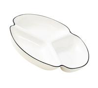 TOBBOMEY Piatto Ceramica Diviso con Scomparti Nero Linea Porcellana Resistente per Controllo Porzioni e Servizio Snack Insalata Dessert Uso Quotidiano