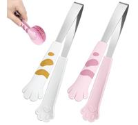TOBBOMEY Pinze per Alimenti in Acciaio Inox 2 Pezzi Cat-pad Colore Assortito, Pinze per Barbecue e Insalata, Utensili Cucina Resistenti per Uso Domestico e Ristoranti Colore Colore Casuale