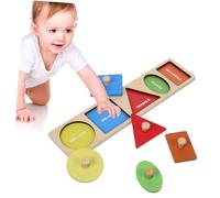 TOBBOMEY Puzzle Montessori in Legno con Forme Geometriche Colorate Gioco Educativo per Anni Tavola Interattiva Sviluppo Riconoscimento Forme e Coordinazione Manuale