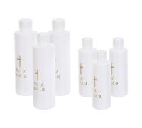 TOBBOMEY Set 6 Bottiglie Acqua Santa Cattolica Croce, Mini Bottiglie Plastica 250ml+118ml per Battesimo e Pasqua, Distributore Portatile Ricaricabile per Sacramenti e Uso Religioso