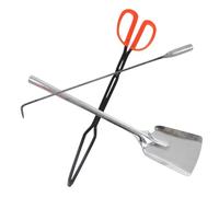 TOBBOMEY Set Attrezzi per Stufa e Barbecue Pinza Lunga per Combustibile Pala Allungata per Carbone e Gancio per Fuoco Accessori Portatili per Uso Domestico e all'Aperto