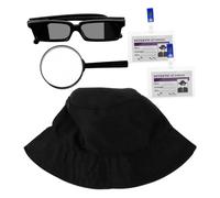 TOBBOMEY Set di Gioco da Detective per Ragazzo Ragazza Cappello Nero e Plastica, Accessori per Attività di Investigazione e Travestimenti di Ruolo per Stimolare L'immaginazione