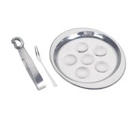 TOBBOMEY Set Utensili per Lumache in Acciaio Inox 3 Pezzi Piastra Forata 6 Fori, Forchetta e Pinza Antiscivolo, Stoviglie per Lumache Lavabili in Lavastoviglie, Adatti per Cucina